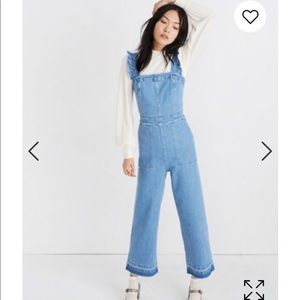 Madewell denim ruffle-strap jumpsuit NWT size 00